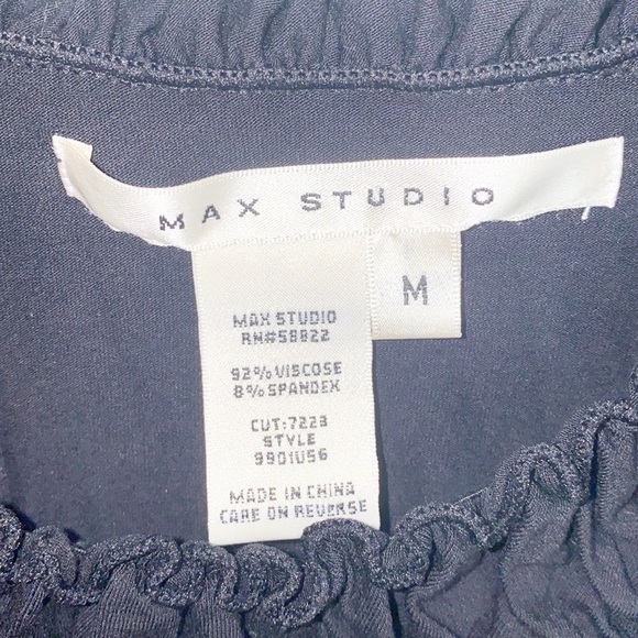 Max Studio Off Shoulder Black Ruffle Midi Dress - Picture 4 of 8